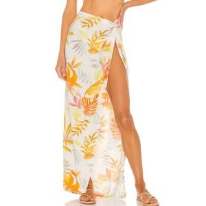 NEW L*Space Women’s “Mia” skirt coverup in white/orange